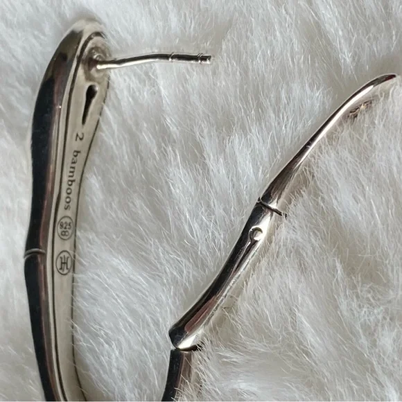 John Hardy Authentic Sterling Silver and Black Sapphire Earrings - Picture 11 of 12